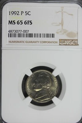 1992 - P NGC MS66 5FS JEFFERSON NICKEL!!  #B20646 - Image 1 of 2