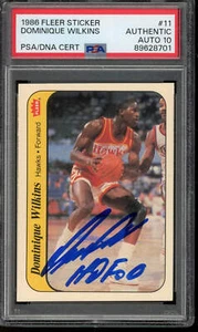 Dominique Wilkins ‘HOF 06’ Signed 1986 Fleer Sticker RC #11 – PSA Authentic w/Au - Bild 1 von 2