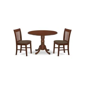 DLNO3-MAH-C 3 Pc small Kitchen Table set-round Kitchen Table and 2 Chairs - Picture 1 of 4