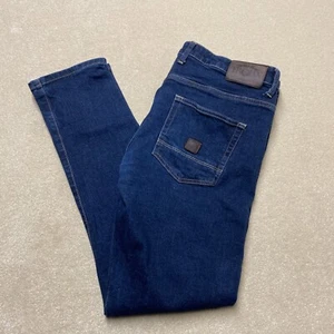 Trojan Records Jeans Men's W38 Long Zip-Fly Darkwash Blue Denim Raw Ska Mod - Picture 1 of 16