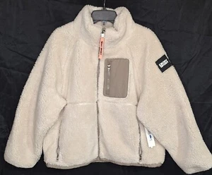 DKNY Sport Women's XL Sherpa Mock Neck Jacket Ivory Fluffy Comfort Thick Warm - Picture 1 of 6
