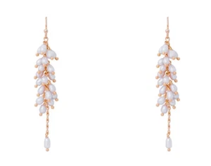 1st American Pendientes Mujer Plata de Ley 925 Chapado en Oro Perlas Agua Dolce - Imagen 1 de 5