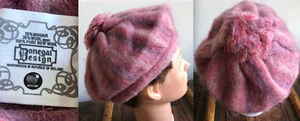 NWOT NEW DONEGAL MOHAIR WOOL FUZZY MUFFLER SCARF TAM PURPLE PINK STRIPED IRELAND - Picture 1 of 8