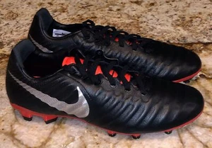 NIKE Tiempo Legend 7 Elite FG Black Silver Soccer Cleats NEW Boys Girl Youth 4.5 - Picture 1 of 6
