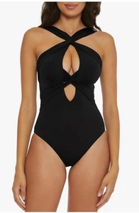 158 $ Becca Standard Farbcode einteiliger Badeanzug Damen Größe Large hochgeschlossen - Bild 1 von 9