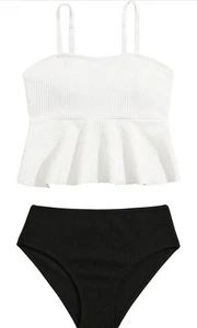 SHENHE Girl's 2 Piece High Waisted Ruffle Waffle Swimsuit size 12 Kids - Picture 1 of 1