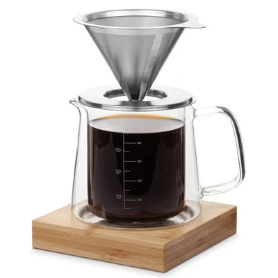 Pour Over Coffee Maker Set, 16 oz, Double Wall Glass, Permanent Filter, Drip - Image 1 of 4