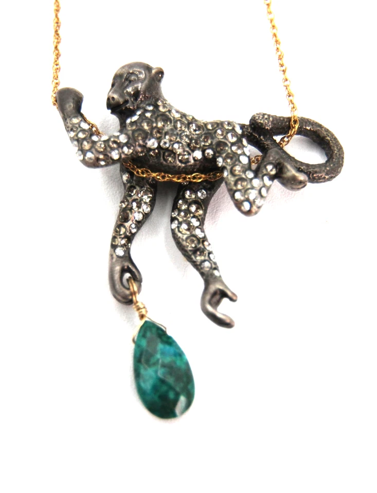Ожерелье с подвеской в виде паука обезьяны Маврикий кристалл и хризоколла - Изображение 1 из 4