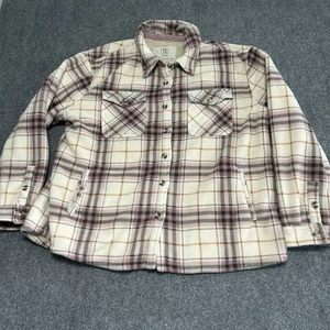 Chaqueta de felpa Sage para dama talla 2XL rosa y blanco forrada sherpa a cuadros abotonada - Imagen 1 de 8