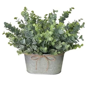 Artificial Eucalyptus Leaves Faux Plants Table Centerpiece, Rustic Potted - Picture 1 of 8