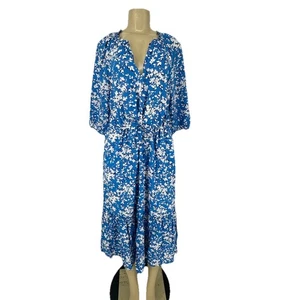 Draper James Size 10 Women Floral Pullover Midi Dress Drawstring Waist 10-12 - Picture 1 of 12