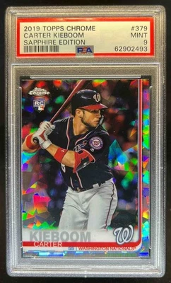 2019 Topps Chrome Sapphire Carter Kieboom RC Rookie #379 Nationals PSA 9 - Image 1 of 2