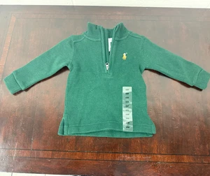 Ralph Lauren Size 6M Boys Long Sleeve Green 1/4 Zip Cotton Pullover - Picture 1 of 4
