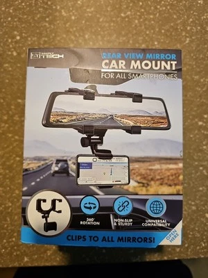 Car Mount Holder Cellphone Stand Rear-View Mirror Clip 360 Universal - Image 1 of 4