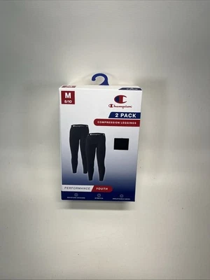 Pack de 2 Leggings de Compresión Champion Youth Pantalones Negros M (8/10) Rendimiento Foto 1 de 4
