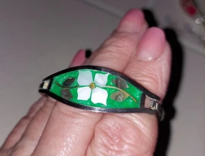 Kinder grün Abalone Mexiko Silber Prise Manschette Armband + Geschenktüte 5" - Bild 1 von 8