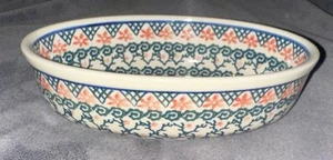 Vintage Polish Pottery Baking Dish Oval 8” x 5” POLAND Ceramika Artystyczna - Picture 1 of 9