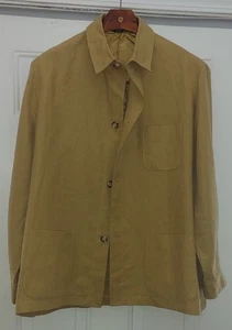 PAUL FREDRICK MEN'S GOLD/ MUSTARD YELLOW 100% LINEN CHORE SHIRT JACKET SIZE L - Picture 1 of 13