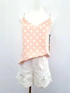 L'AGENCE Pink White Polka Dot Jane Spaghetti Strap Camisole Top Small SILK NWT - Picture 1 of 8