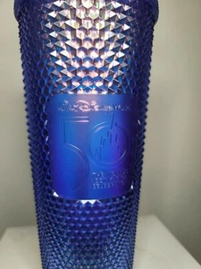 In Hand New Walt Disney World 50th Anniversary Starbucks Blue Faceted Tumbler - Picture 1 of 5