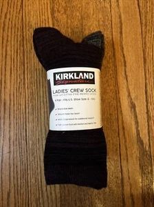 4 Pairs Kirkland Signature Ladies Extra Fine Merino Wool Crew Socks- Purple NEW - Picture 1 of 8