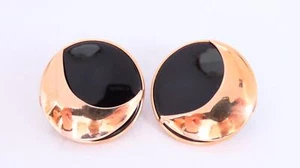 Aretes redondos ojos de panda de ónix oro 14kt 12629 - Imagen 1 de 4