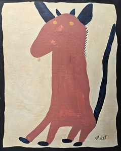 Mose Tolliver Signed Outsider Folk Art Painting on Canvas - African American Art - Picture 1 of 4
