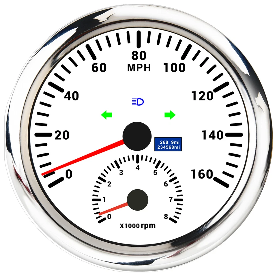 110mm White GPS Speedometer 160MPH with Tachometer Gauge for Boat Car Truck ATV - Image 1 of 4