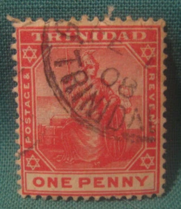 1904 Trinidad-One Penny Britannia (Red)-Used Single-#103 - Picture 1 of 2