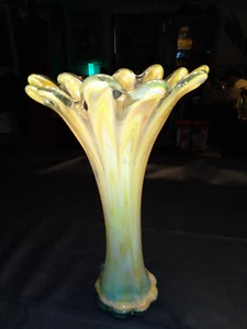 Vintage große Kunst Glasvase 16 Zoll geblasen Sonnenblumen Typ Design beeindruckend - Bild 1 von 6
