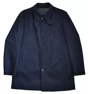 CORNELIANI ID Navy 100% VIRGIN WOOL WATER-RESISTANT WIND-PROOF Coat IT-58 XL - Picture 1 of 24