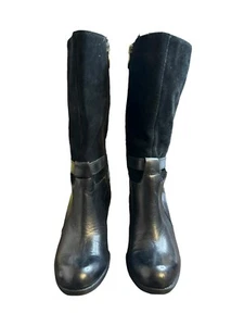 CIRCA Joan & David Knee High Suede Leather Carlita Boots Black 3" Heel 6M - Picture 1 of 5