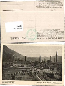 92749, RARO stabilimento Kapfenberg Böhler ingresso fabbrica di acciaio fuso 1910 - Foto 1 di 1