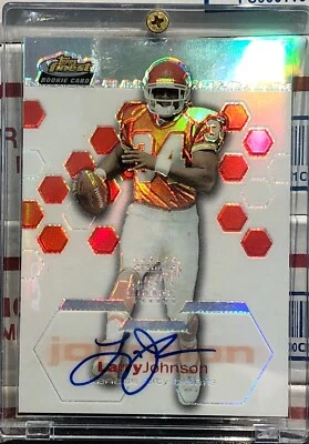 2003 TOPPS FINEST LARRY JOHNSON, #125, ROOKIE, AUTO, REFRACTOR, #177/199, CHIEFS - Image 1 of 3