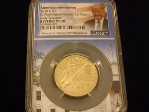 2018 AMERICAN INNOVATION Flag Label EARLY RELEASES Trump NGC REVERSE PF 70 - Picture 1 of 2