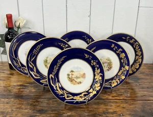 Antike 19er Jahre Grainger & Co Worcester handbemalte Teller signiert 6er Set - Bild 1 von 11
