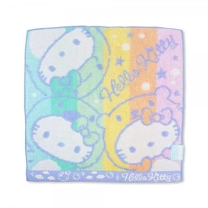 Sanrio Hello Kitty Face Towel / Mini Washcloth Kawaii Pastel Rainbow 9.8” - Picture 1 of 2