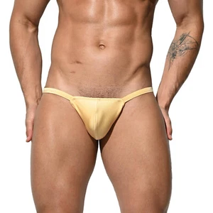 DESMIIT Men's Super Low rise Sexy Gay Glitter Sun Tan Swimwear Solid Swim Bikini - Picture 1 of 15