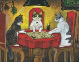 11x14 DRUCK GEMÄLDE RYTA HALLOWEEN KATZE OUIJA GEIST GESPENST KUNST Hexe Brett 🍁 - Bild 1 von 1