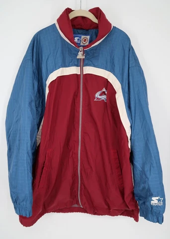 Vintage Starter NHL Colorado Avalanche Windbreaker Hockey Jacket Hood Coat XL Cover