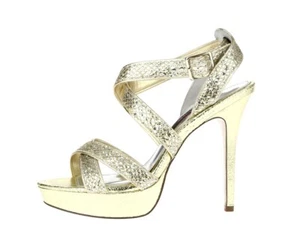 Womens Nina New York 225610 Gold Sparkly Strappy Platform Sandals Size 7.5 - Picture 1 of 7