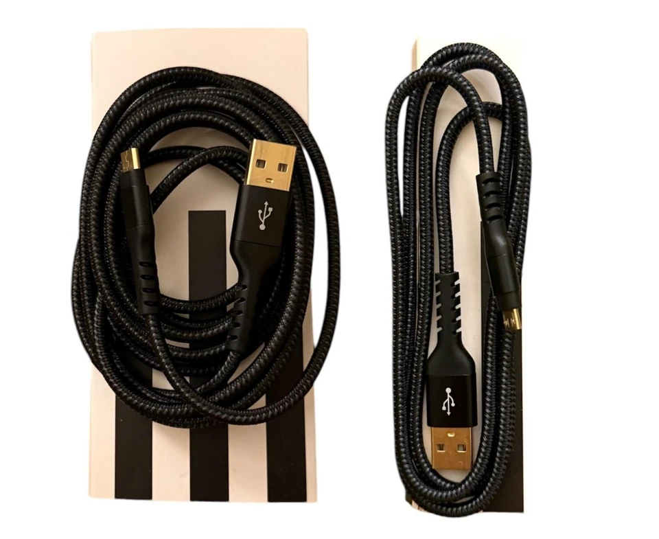Micro USB to USB Braided Cable Black 3FT or 6FT Android Samsung Phone Charger - Image 1 of 1