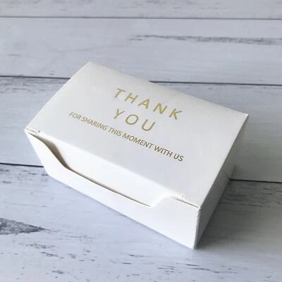 100 Thank You Gold Foil Rectangle Wedding Party Baptism White Favor Box Gift Box - image 1 of 4