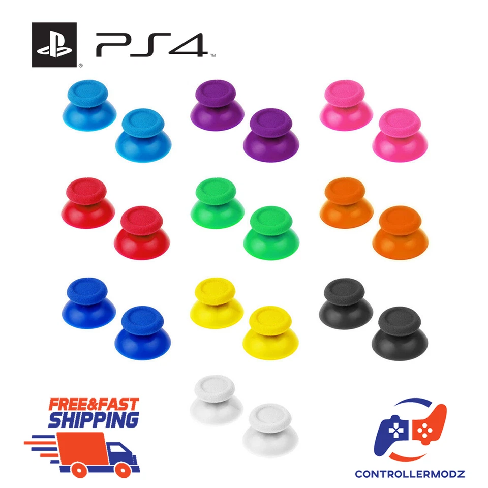 2 x Replacement Analog Thumbsticks Sticks Grips Covers for Sony PS4 Controllers - Image 1 of 1