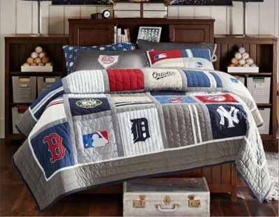 Pottery Barn teen MLB Baseball Team Logo Quilt & Sham Set By Sports Patchwork F/ - Image 1 of 4