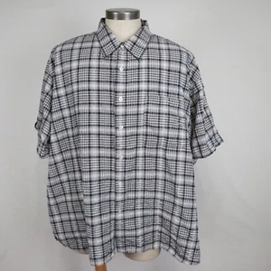 Bruno Shirt Mens 4XB Big Casual Button Up Gray Plaid Short Sleeve - Picture 1 of 8