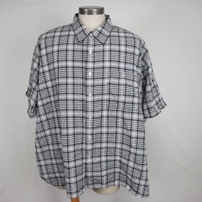Bruno Shirt Mens 4XB Big Casual Button Up Gray Plaid Short Sleeve - Image 1 of 4