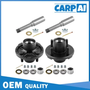 Paquete de 2 kits de ejes de remolque para barco con buje de perno de 4 en 4" con husillo redondo BT8 de 1" - Imagen 1 de 11