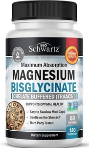 Magnesium Bisglycinate Chelated Supplement Muscle, Bone & Joint Support 180 Caps - Picture 1 of 6