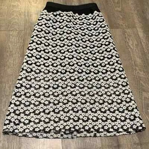 ABS Allen Schwartz Womens Skirt Size 0 White Floral Embroidered Midi Lined - Picture 1 of 7